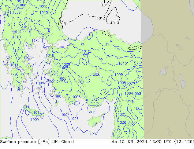 Surface pressure UK-Global Mo 10.06.2024 18 UTC