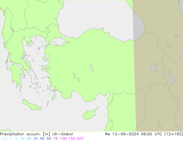 Precipitación acum. UK-Global mié 12.06.2024 06 UTC