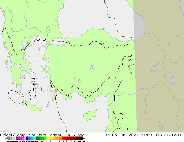 Height/Temp. 950 hPa UK-Global Th 06.06.2024 21 UTC