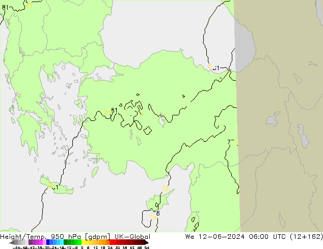 Hoogte/Temp. 950 hPa UK-Global wo 12.06.2024 06 UTC
