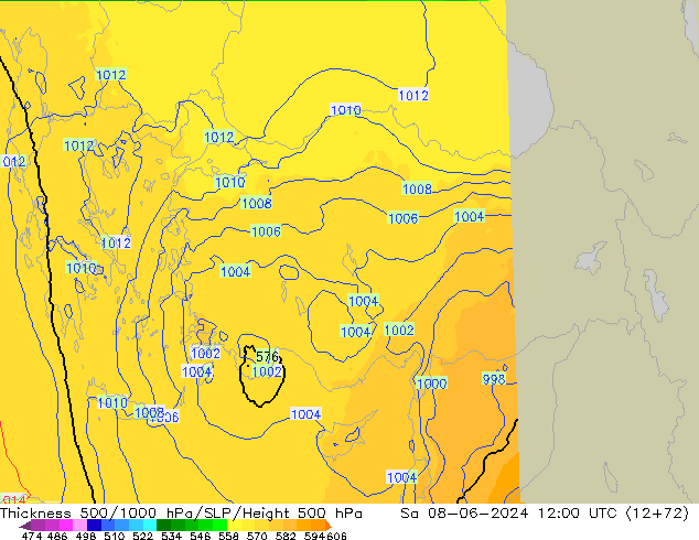Thck 500-1000hPa UK-Global So 08.06.2024 12 UTC