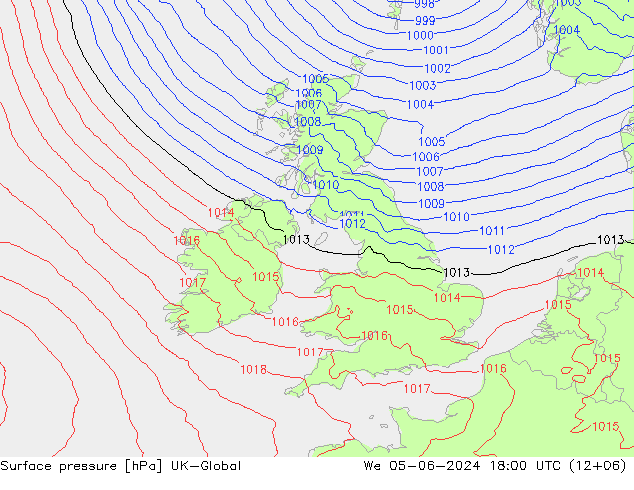 приземное давление UK-Global ср 05.06.2024 18 UTC