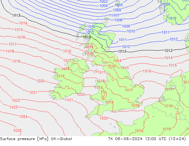 Surface pressure UK-Global Th 06.06.2024 12 UTC