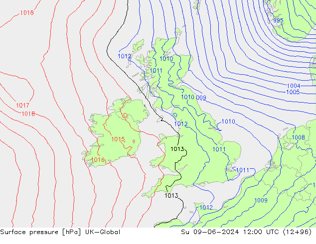 Luchtdruk (Grond) UK-Global zo 09.06.2024 12 UTC