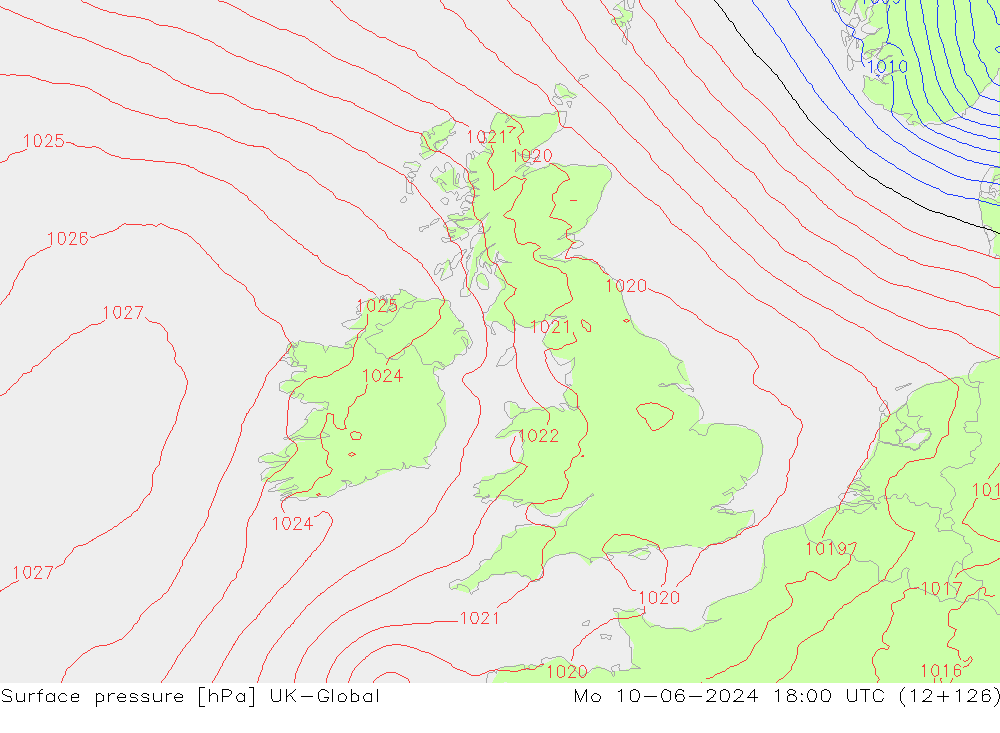 Presión superficial UK-Global lun 10.06.2024 18 UTC