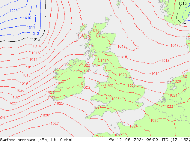 Luchtdruk (Grond) UK-Global wo 12.06.2024 06 UTC