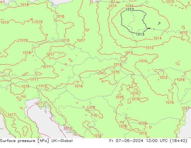 Surface pressure UK-Global Fr 07.06.2024 12 UTC