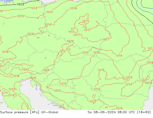 pression de l'air UK-Global sam 08.06.2024 06 UTC