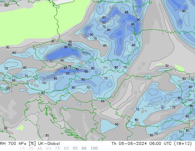 RH 700 hPa UK-Global Čt 06.06.2024 06 UTC