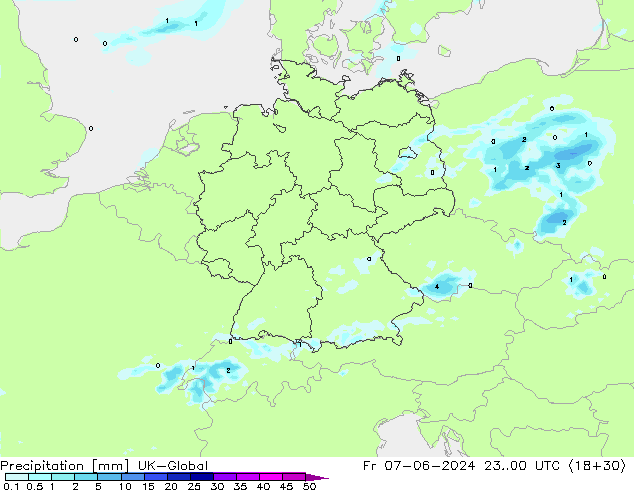 Précipitation UK-Global ven 07.06.2024 00 UTC