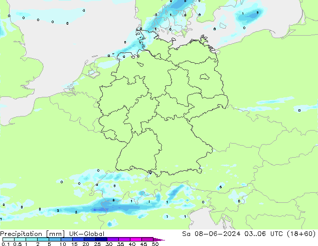 precipitação UK-Global Sáb 08.06.2024 06 UTC