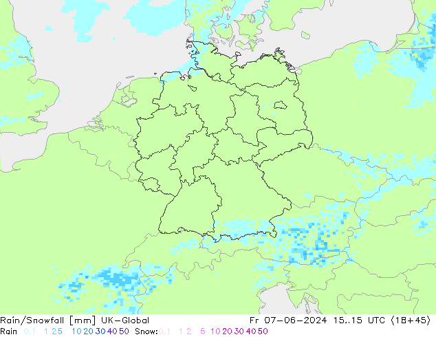 Rain/Snowfall UK-Global Fr 07.06.2024 15 UTC