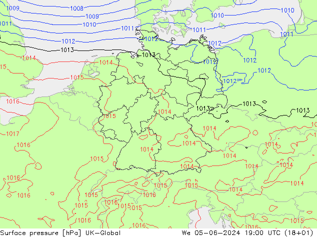 Surface pressure UK-Global We 05.06.2024 19 UTC