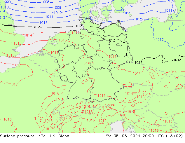 Surface pressure UK-Global We 05.06.2024 20 UTC