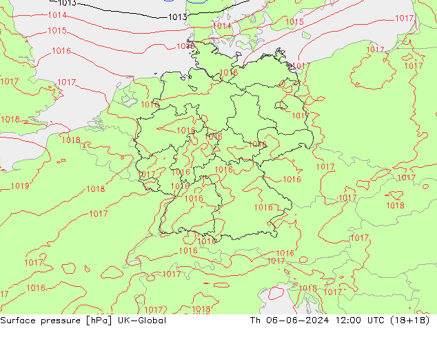 Surface pressure UK-Global Th 06.06.2024 12 UTC