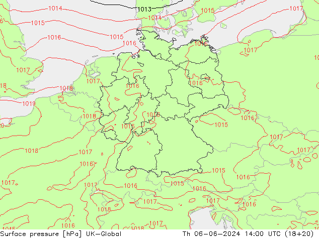 Luchtdruk (Grond) UK-Global do 06.06.2024 14 UTC