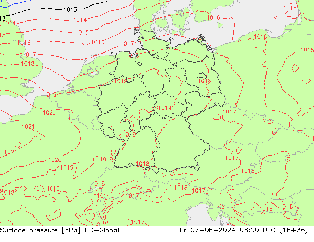 pression de l'air UK-Global ven 07.06.2024 06 UTC