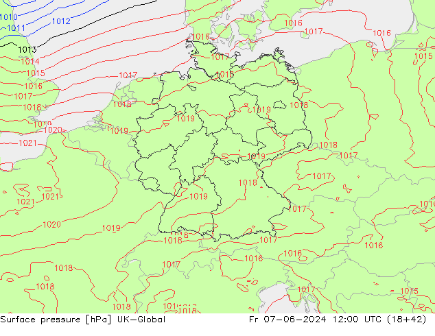 Luchtdruk (Grond) UK-Global vr 07.06.2024 12 UTC