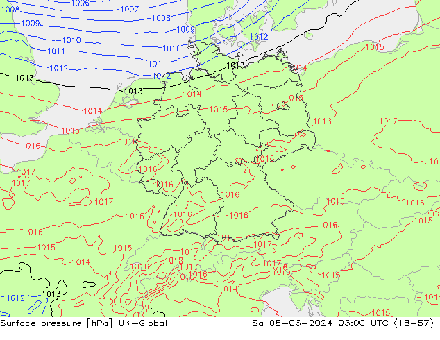 Surface pressure UK-Global Sa 08.06.2024 03 UTC