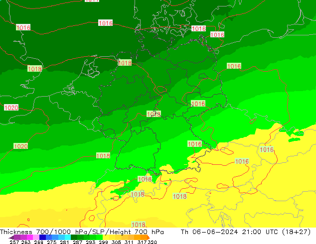 Thck 700-1000 hPa UK-Global gio 06.06.2024 21 UTC