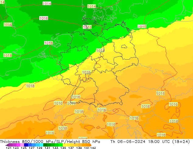 Thck 850-1000 hPa UK-Global Th 06.06.2024 18 UTC