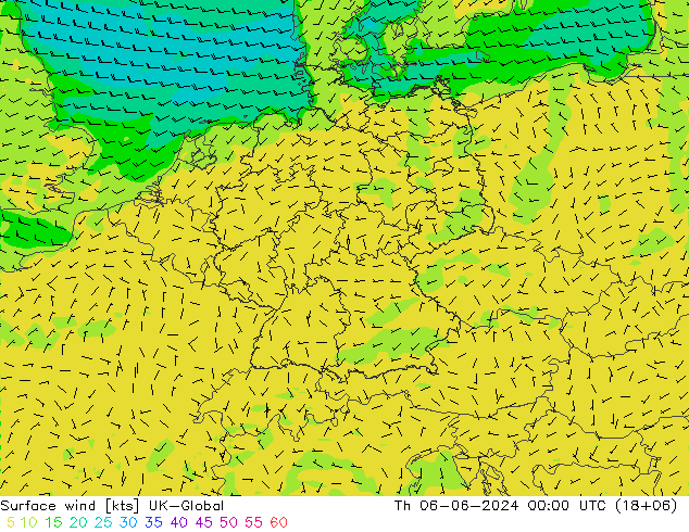 Surface wind UK-Global Th 06.06.2024 00 UTC