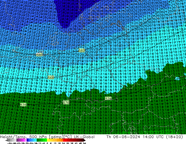Yükseklik/Sıc. 500 hPa UK-Global Per 06.06.2024 14 UTC