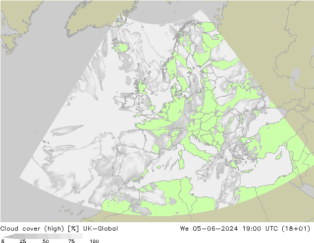 Cloud cover (high) UK-Global We 05.06.2024 19 UTC