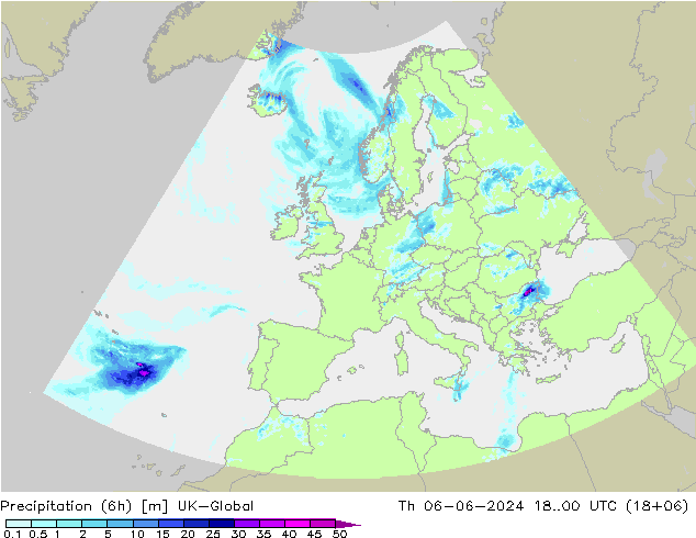 Precipitação (6h) UK-Global Qui 06.06.2024 00 UTC