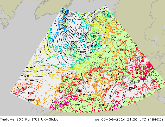 Theta-e 850hPa UK-Global mié 05.06.2024 21 UTC