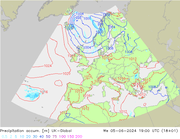 Precipitation accum. UK-Global We 05.06.2024 19 UTC