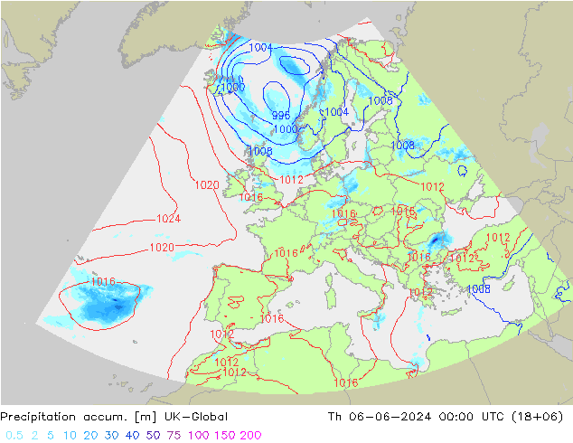 Precipitation accum. UK-Global  06.06.2024 00 UTC