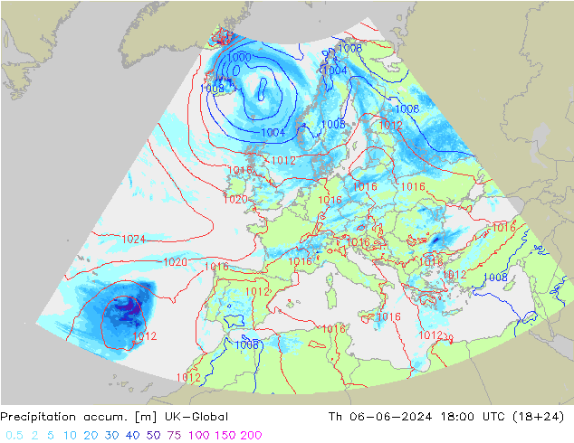 Precipitation accum. UK-Global gio 06.06.2024 18 UTC