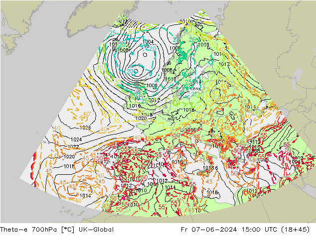Theta-e 700hPa UK-Global vie 07.06.2024 15 UTC