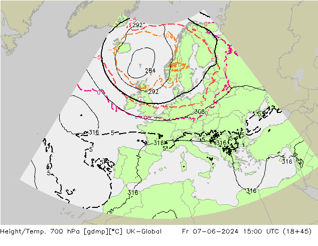 Yükseklik/Sıc. 700 hPa UK-Global Cu 07.06.2024 15 UTC