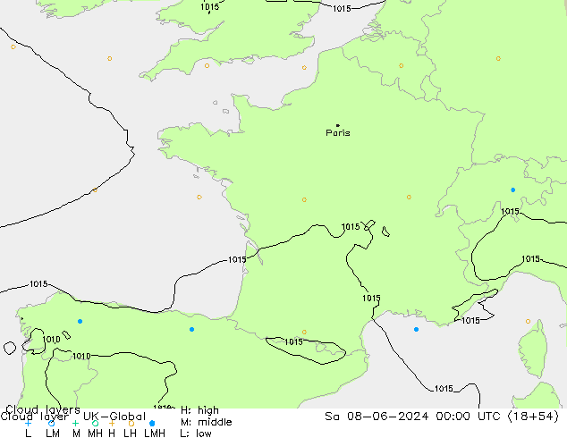 Cloud layer UK-Global  08.06.2024 00 UTC