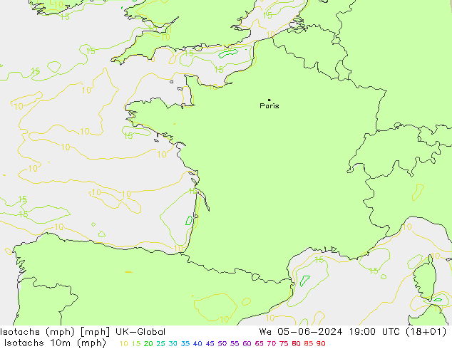 Isotachs (mph) UK-Global  05.06.2024 19 UTC