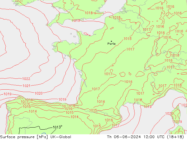 Luchtdruk (Grond) UK-Global do 06.06.2024 12 UTC