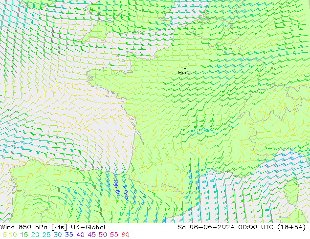  850 hPa UK-Global  08.06.2024 00 UTC