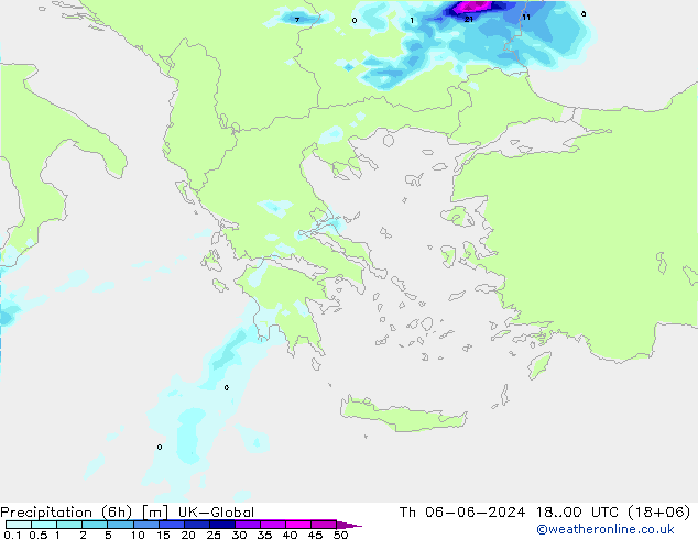 Precipitação (6h) UK-Global Qui 06.06.2024 00 UTC