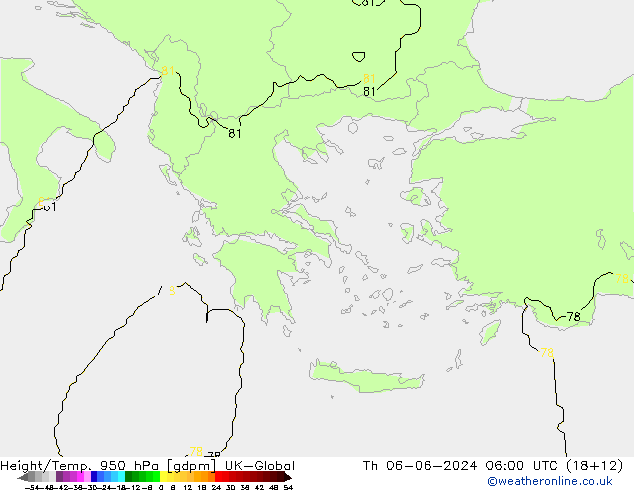 Height/Temp. 950 hPa UK-Global Th 06.06.2024 06 UTC