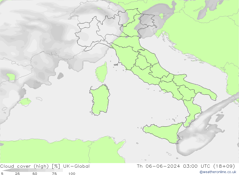 Cloud cover (high) UK-Global Th 06.06.2024 03 UTC