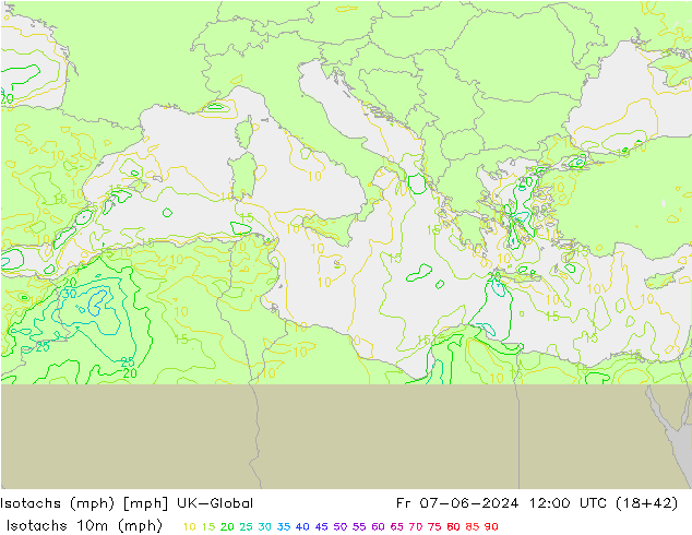 Isotachs (mph) UK-Global Fr 07.06.2024 12 UTC