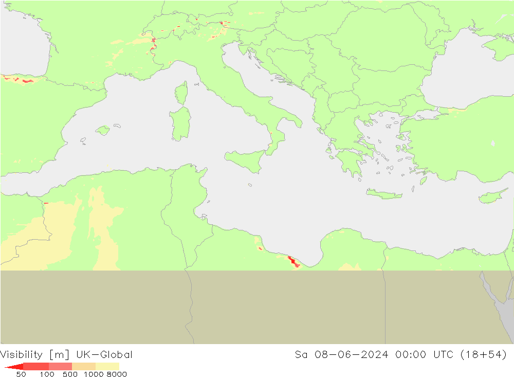 Dohlednost UK-Global So 08.06.2024 00 UTC