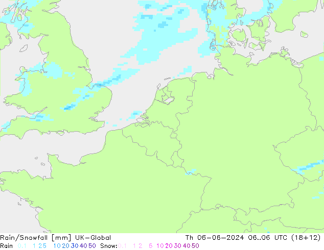 Rain/Snowfall UK-Global Th 06.06.2024 06 UTC