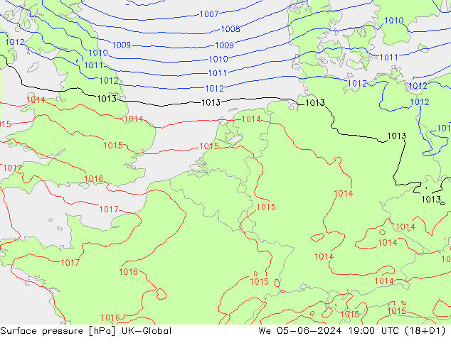 Surface pressure UK-Global We 05.06.2024 19 UTC