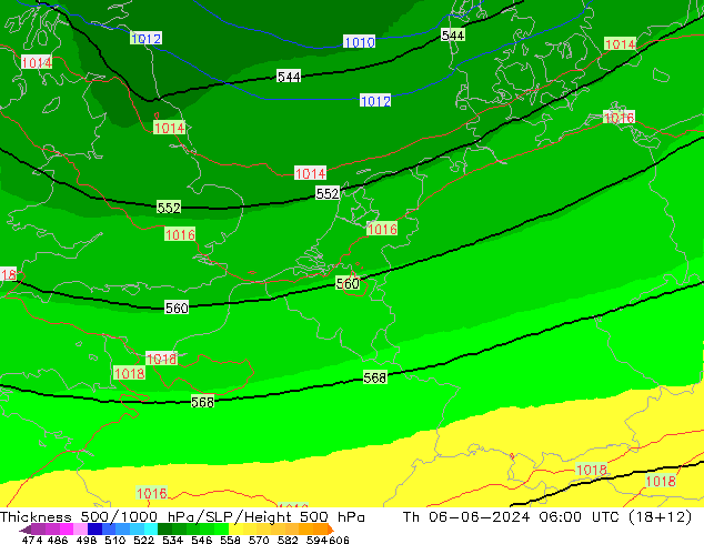 Thck 500-1000hPa UK-Global Th 06.06.2024 06 UTC