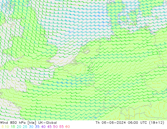 Vent 850 hPa UK-Global jeu 06.06.2024 06 UTC