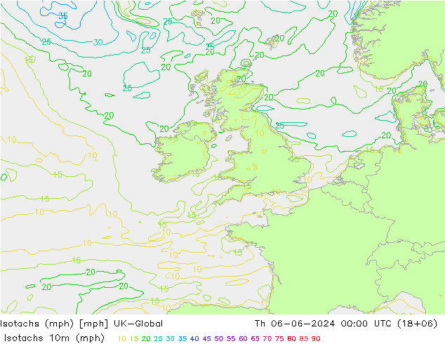 Isotaca (mph) UK-Global jue 06.06.2024 00 UTC