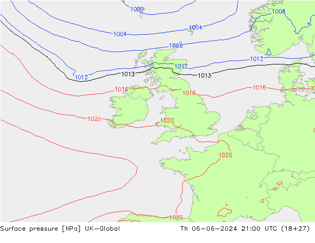 Surface pressure UK-Global Th 06.06.2024 21 UTC